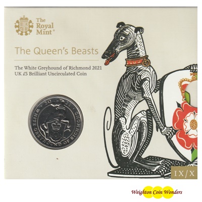 2021 BU £5 Coin Pack - Queen's Beast - White Greyhound